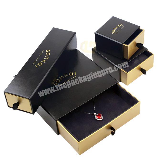 Customized Design Gold Silver Stamp Logo Paper Jewelry box package Custom Jewelry Box for Necklace Bracelet Ring