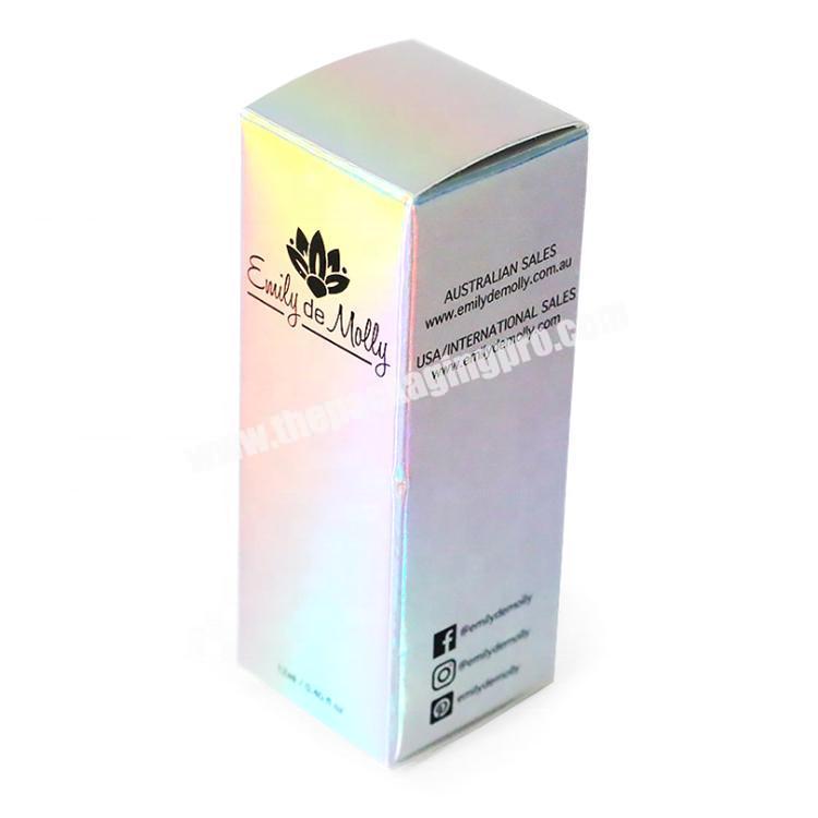 Customized eco-friendly white cardboard paper printed glitter paper cosmetic holographic box packaging