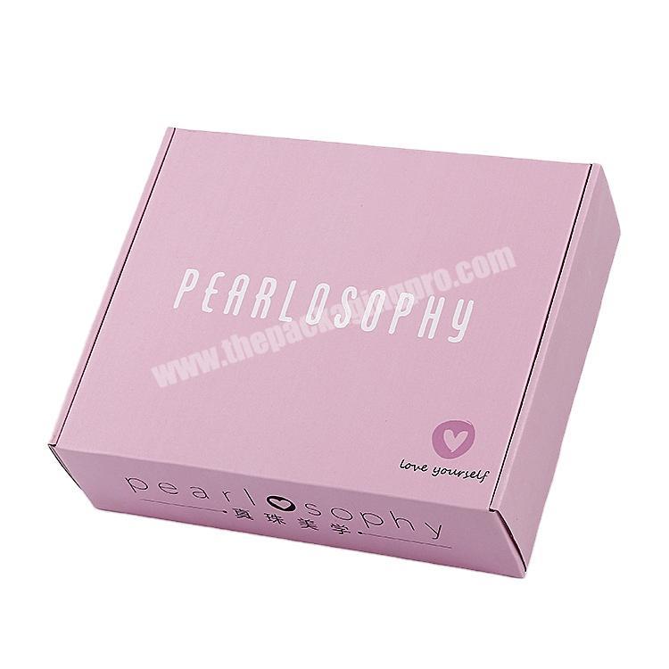 Customized environmentally friendly pink shipping corrugated printed packaging box mail box gift box with logo