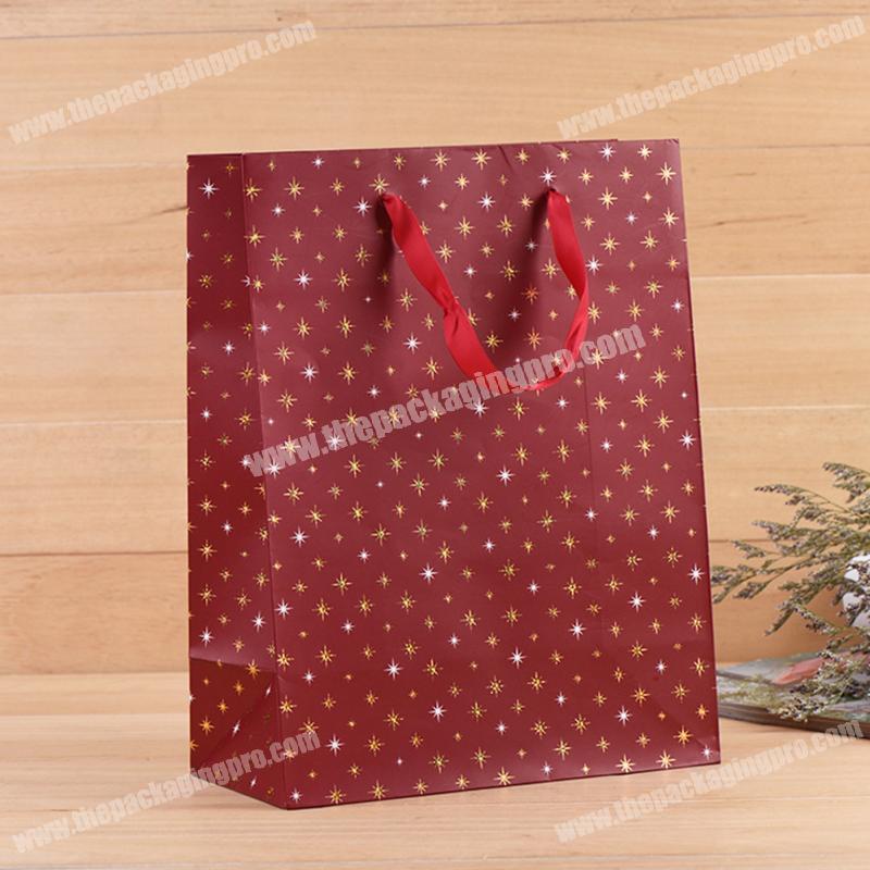 Customized exquisite ribbon handheld creative art gifts shopping packing bag paper