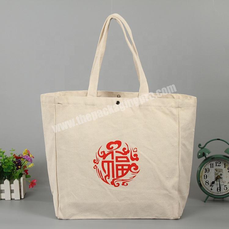 Customized Extra large cotton push-button canvas single shoulder shopping bag