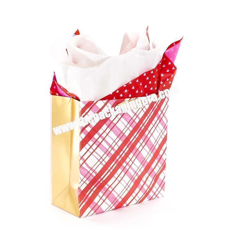 Customized Fashion Print LOGO Size handles Gift Shopping Kraft White Paper Bag with your own logo