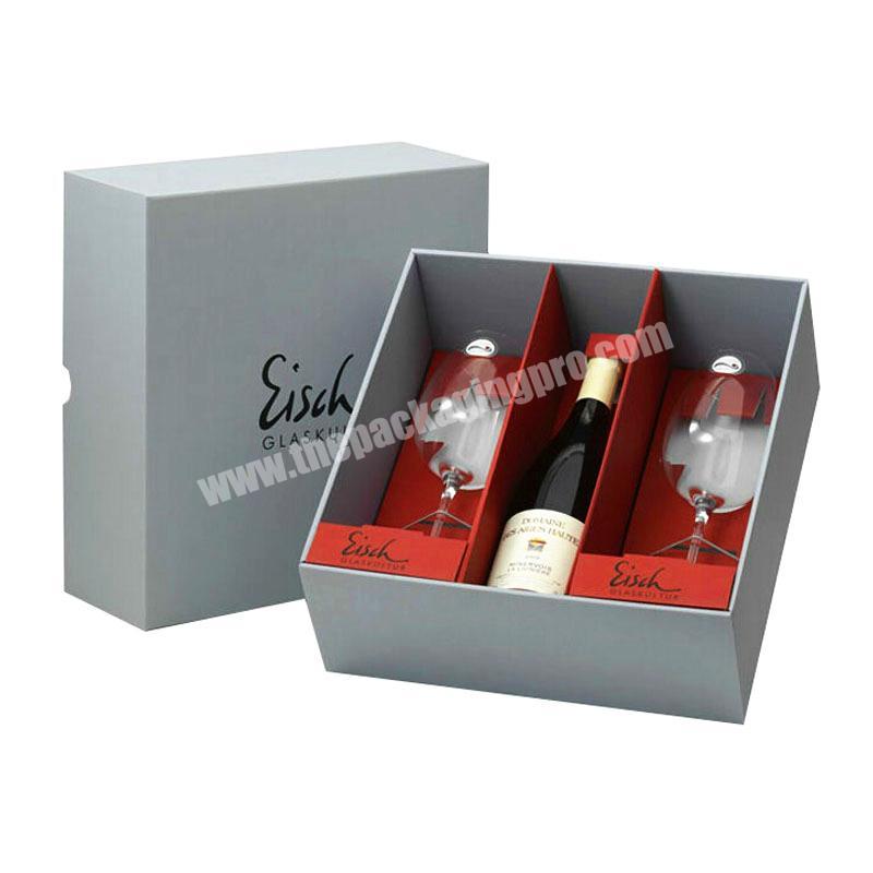 Customized Free Sample Recyclable Cardboard Champagne 1 Bottle Red Wine Set Gift Box Packaging