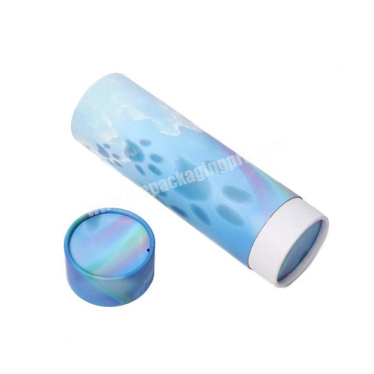 Customized Great Service Rigid Paperboard Painting Blue Cylinder Box Packaging