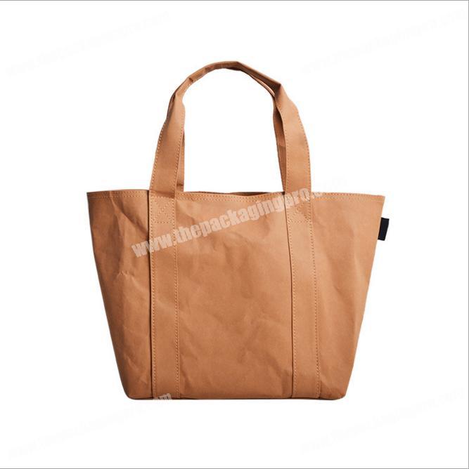 Customized high capacity washable kraft paper bag for shopping