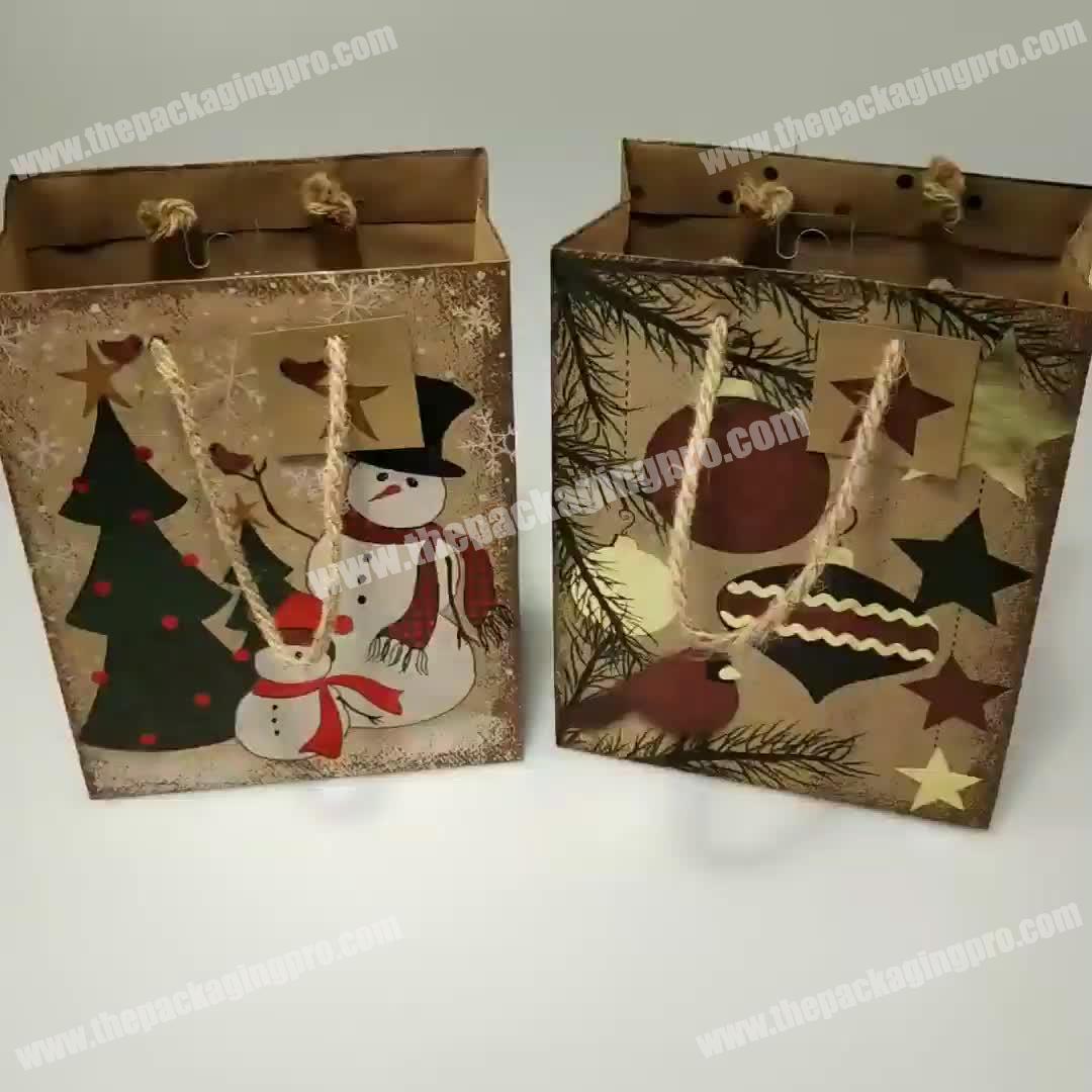 Customized High Quality Kraft Christmas Holiday Paper Bag For Gifts