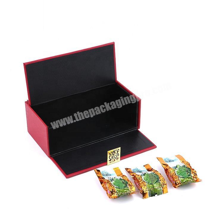 Customized Hinged Cardboard Paper Packaging Empty Chinese Tea Bag Gift Box With Dividers