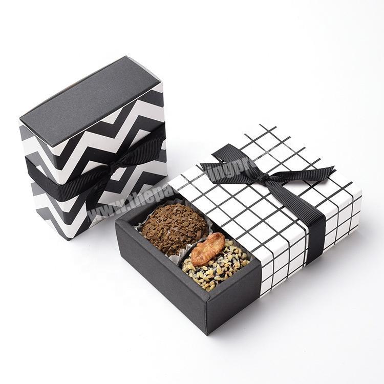 Customized ins style mini white and black chocolate packaging paper box
