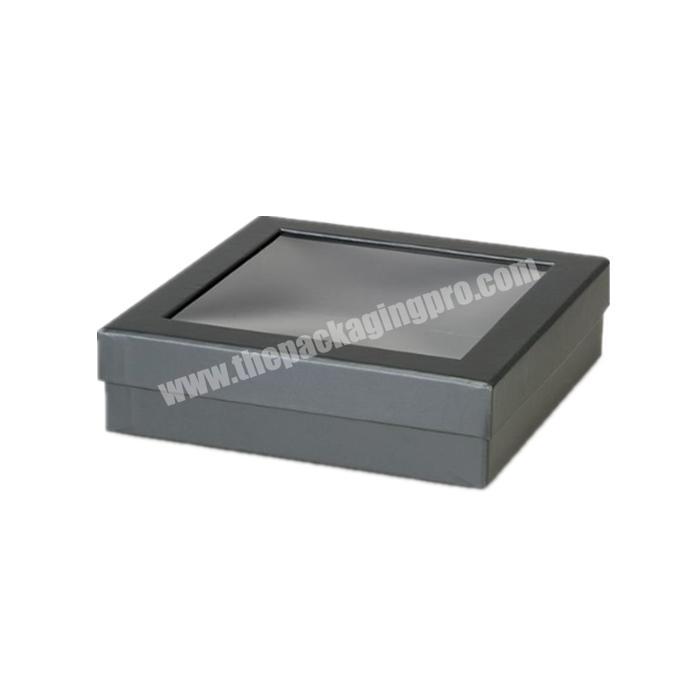 customized lid and base gift packaging paper box with pvc window