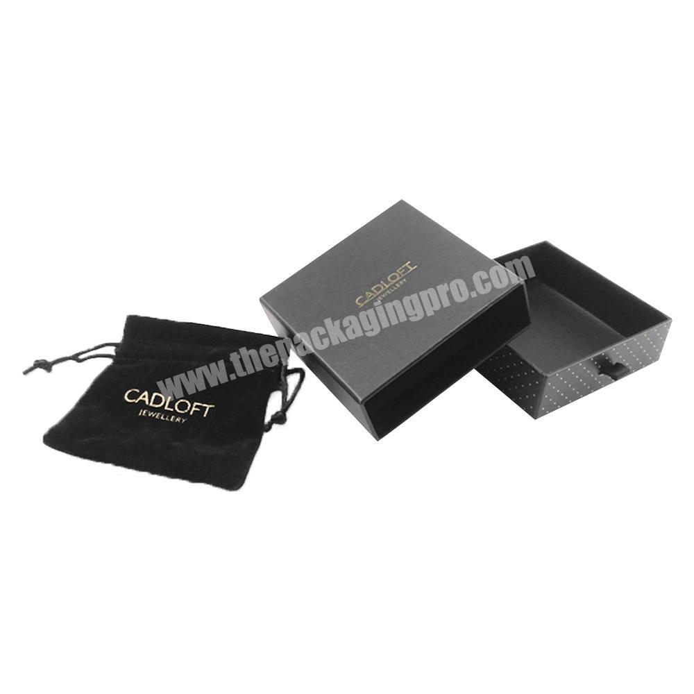 customized logo cardboard bangle necklace black matte sliding drawer jewelry packaging bracelet box