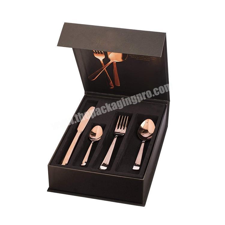 Customized Logo Dinnerware Sets Black Packaging Gift Box with Magnet Lid