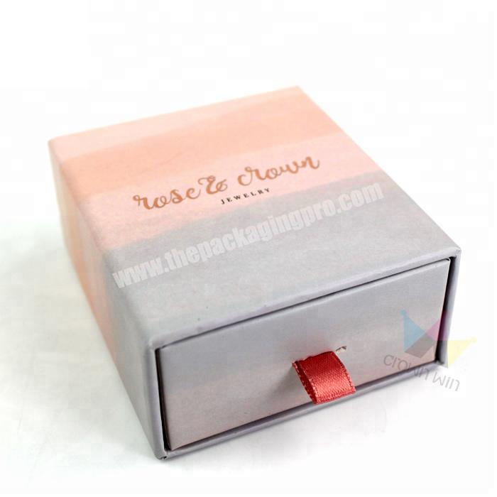 Customized Logo Drawer Cardboard Box With Red Ribbon