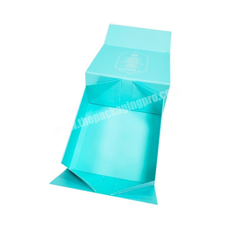 Customized logo light blue cardboard folding gift box for fashion jewelry packaging