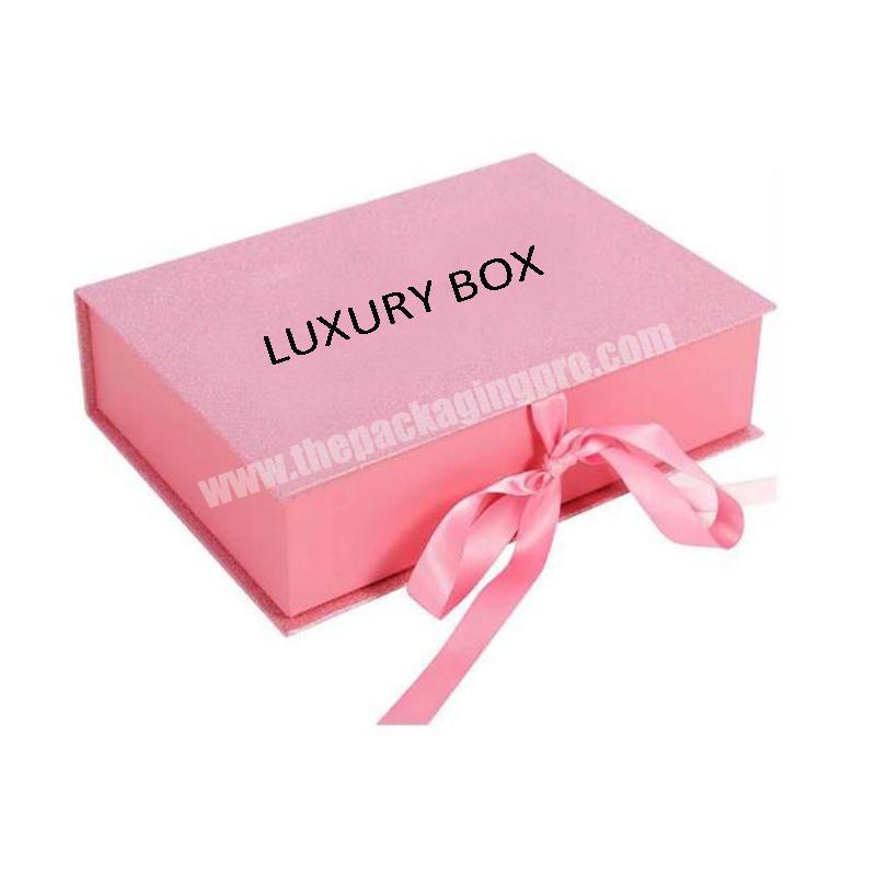 Customized Logo Luxury Pink Glitter Box Beauty Hair Extensions Wigs Packaging Boxes