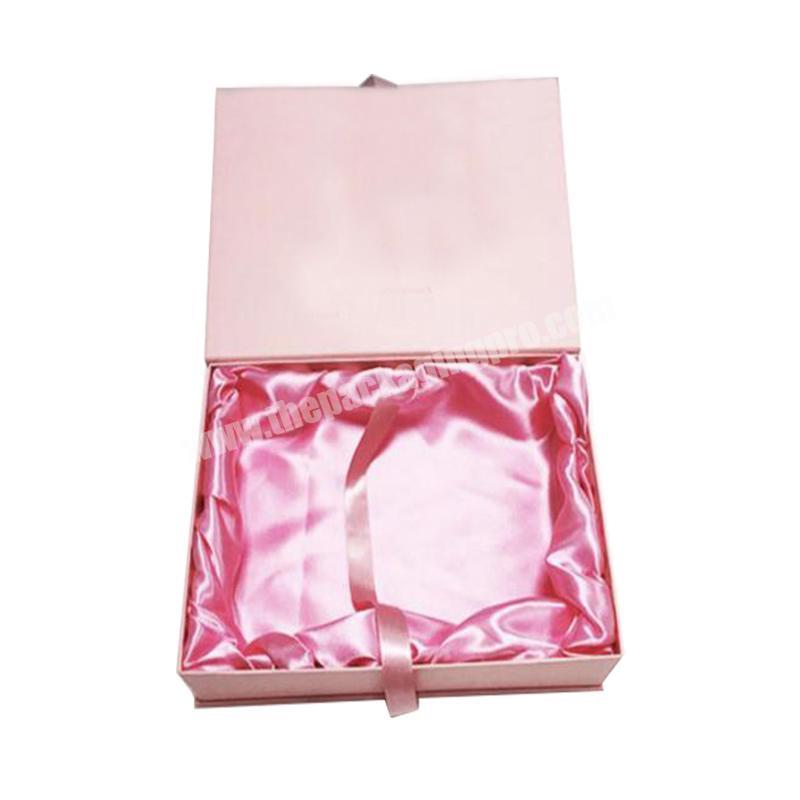 Customized Logo Luxury Silk Satin Pink Packaging Boxes For Wigs Hair Extensions