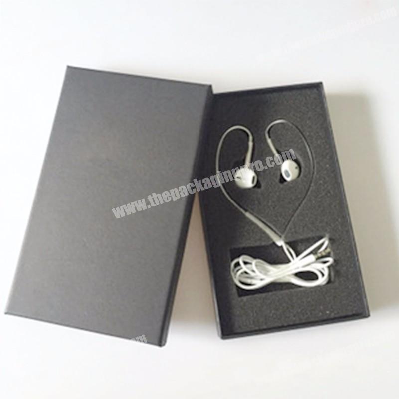 Customized Logo Matte Black Hard Paper Packaging Luxury Phone Earphone Box Packing