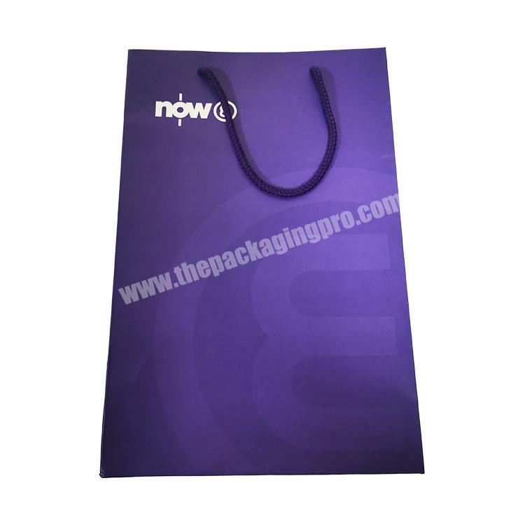 Customized Logo offset printing purple paper gift bag shopping paper bags