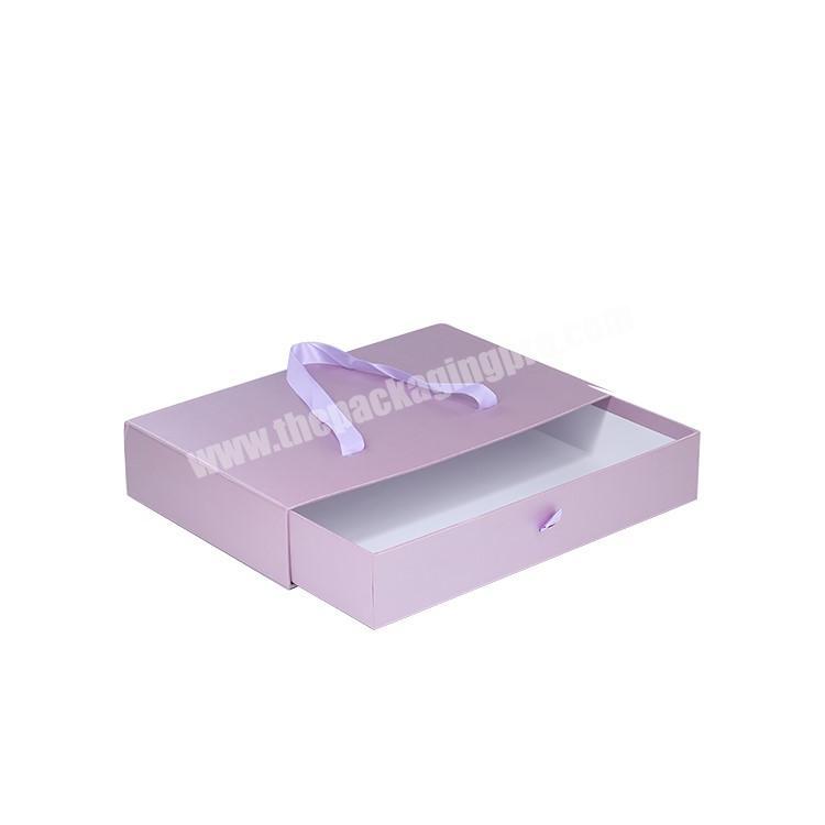 Customized Logo Sliding Style Paper Packaging Box Gift boxes Drawer Box with Ribbon Handle