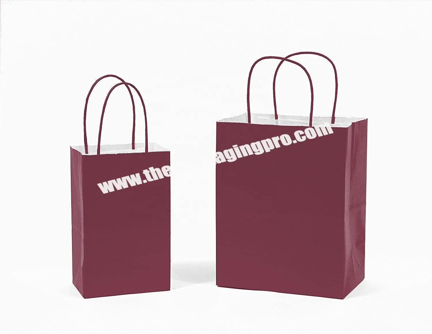 customized logo small thank you brown kraft twist rope paper handle gift bag for supermarket shopping