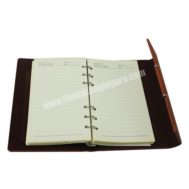 Customized Loose Leaf Leather Agenda Small Size Journal Notebook With Card Pocket