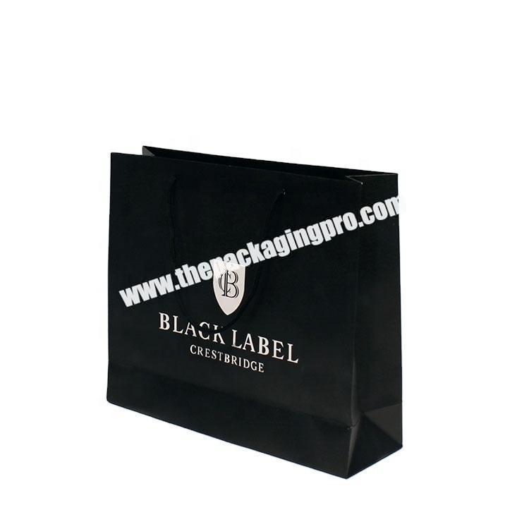 Customized Luxury Black Paper Gift Bag Jewelry Logo Printed Recycled Shopping Paper Bag With Rope Hndles For Clothing Packaging