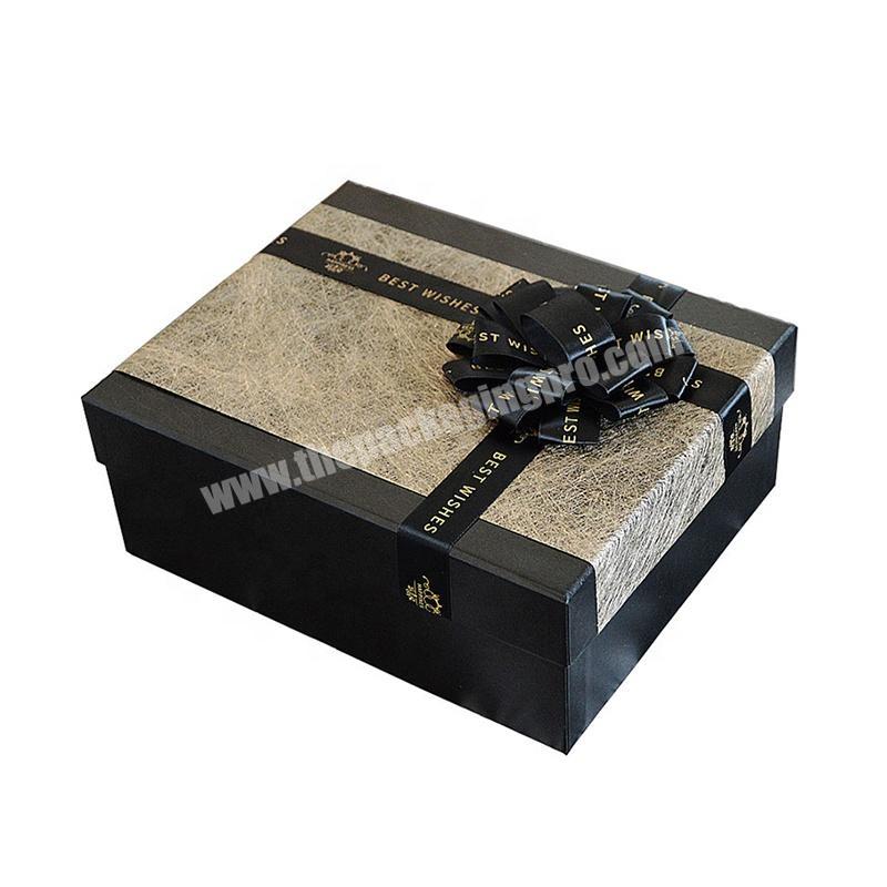 Customized Luxury Black Two Piece Rigid Cardboard Men Skincare Wallet Gift Set Packaging Men Watch Paper Box