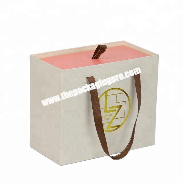 customized luxury gift box packaging with ribbon handle