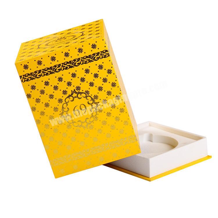 Customized Luxury Gold Color Art Paper Gold Hot Stamping Gift Paper Box For Cosmetic
