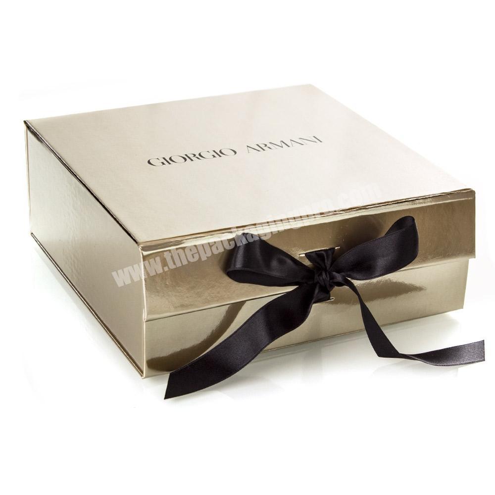 Customized luxury gold cosmetic gift packaging flat folding box