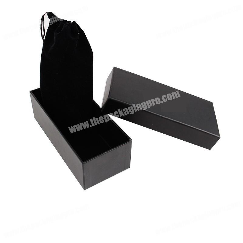 Customized luxury matte laminated  black soft touching rigid paper packaging box