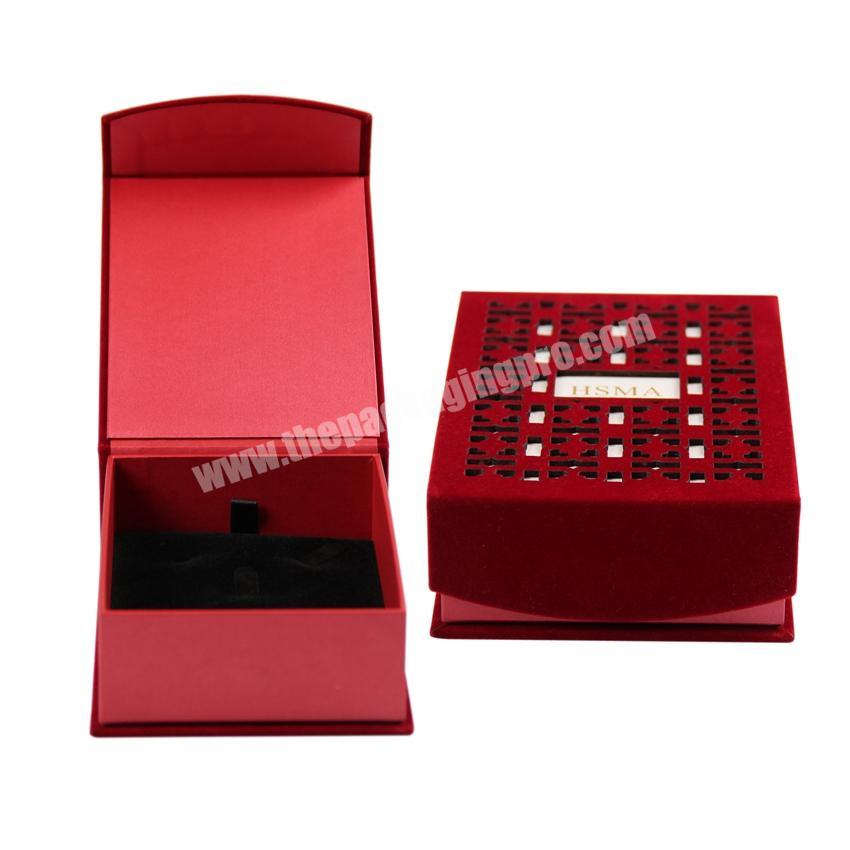 Customized Luxury Red Color Art Paper Cutting Hollow Out Gift Paper Box For Cosmetic