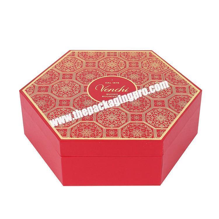 customized luxury sexangle dessert gift box packaging