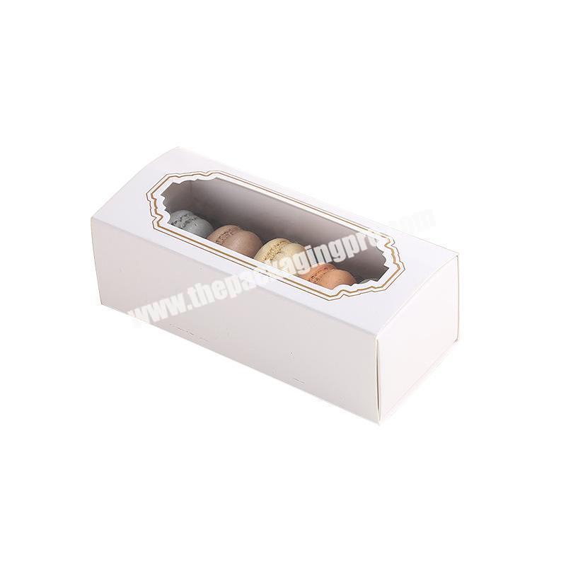Customized Luxury white Biscuit Macaron Packing Gift Food Box Sweet Cookie Packaging Paper Drawer Box with gold foiling