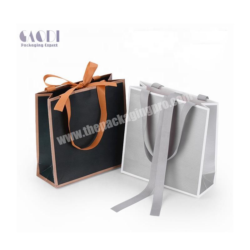 Customized Made Luxury Small Black Gift Paper Bag For Jewelry Packaging
