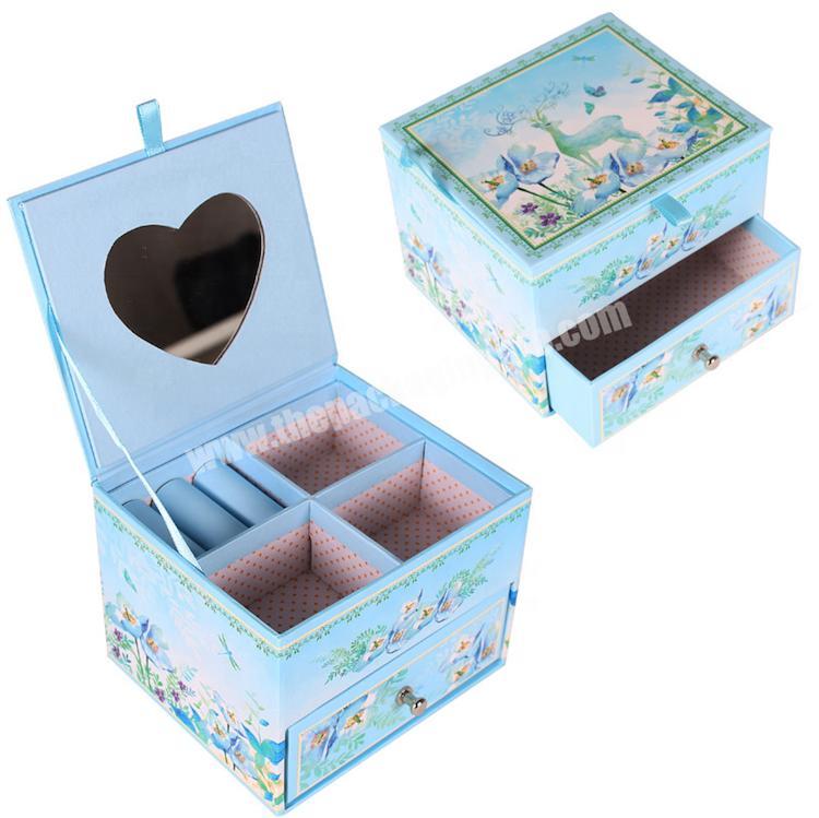 Custom Customized many desktop decoration packaging paper box with mirror received box drawer cosmetics, jewelry boxes