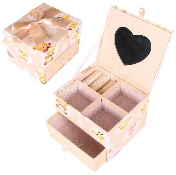 Factory Customized many desktop decoration packaging paper box with mirror received box drawer cosmetics, jewelry boxes