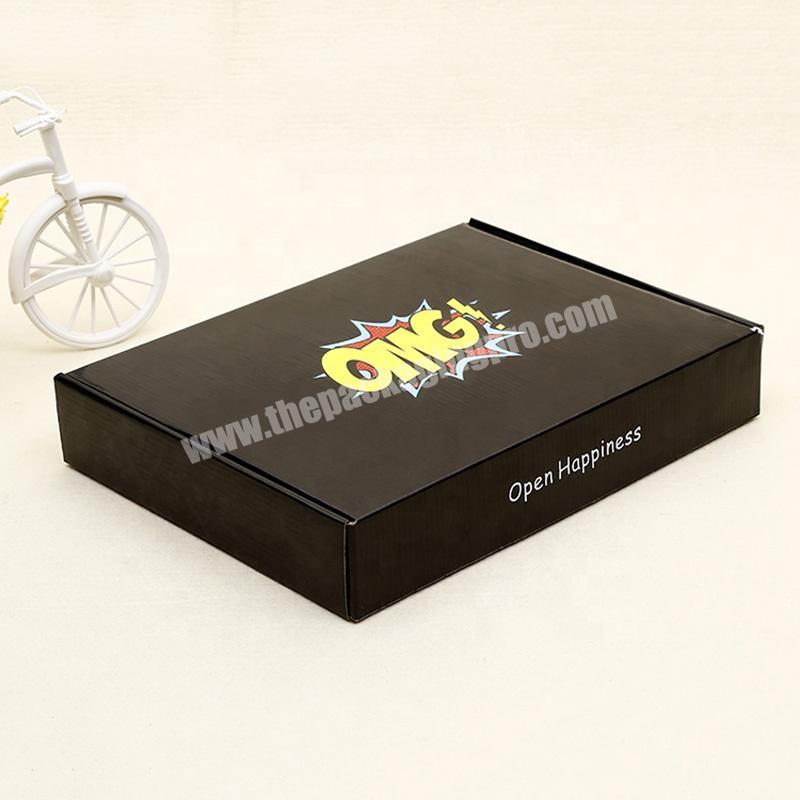 Customized matt black mailing carton boxes custom corrugate mailer garment cheap gift box for clothing