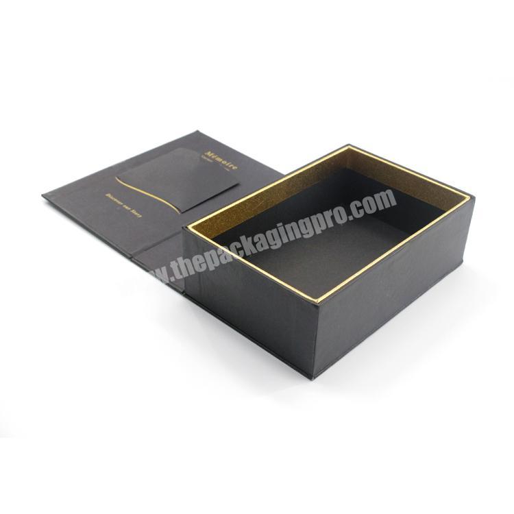 Customized Matte Black Texture Paper Empty Rigid Cardboard Perfume Bottle Packaging Gift Box With Magnetic Lid