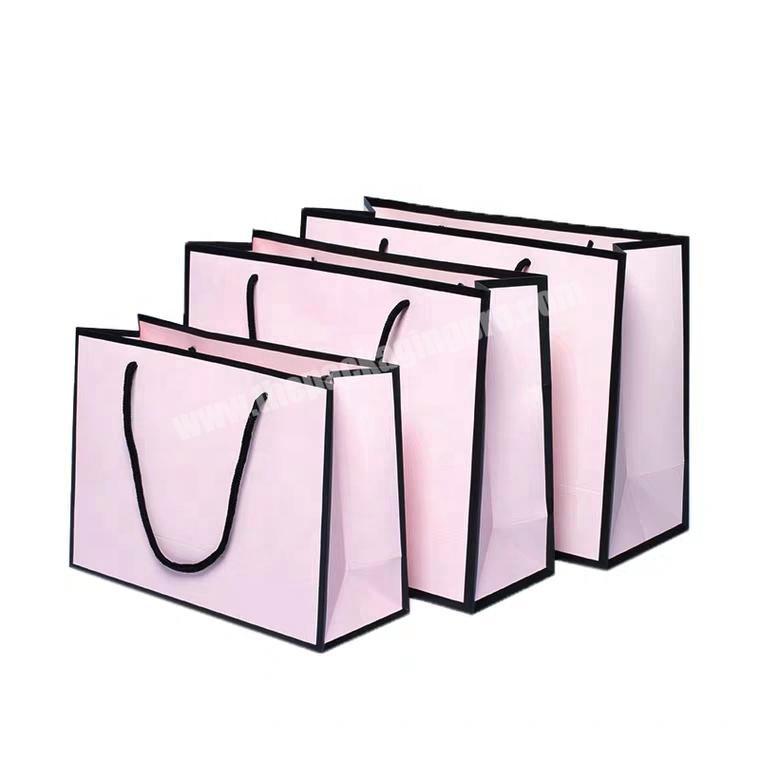 Customized Personalized High Quality  Ribbon Handle Paper Cosmetic Shopping Bag With Your Logo