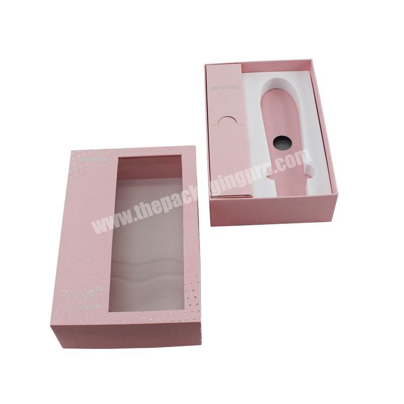 Customized pink cosmetic packaging design lid and base paper cosmetic storage box