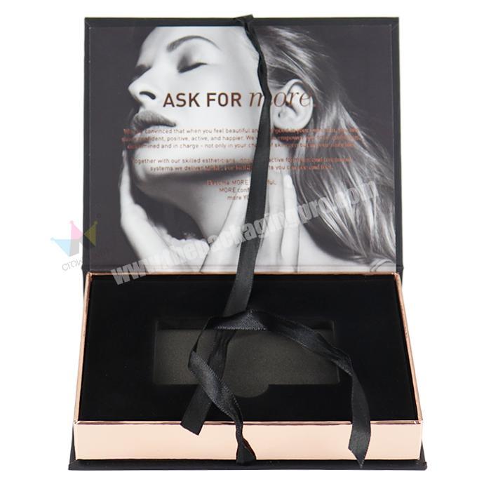 Customized Popular New design Luxury magnetic gifts packaging box with Insert  and ribbon for credit cards