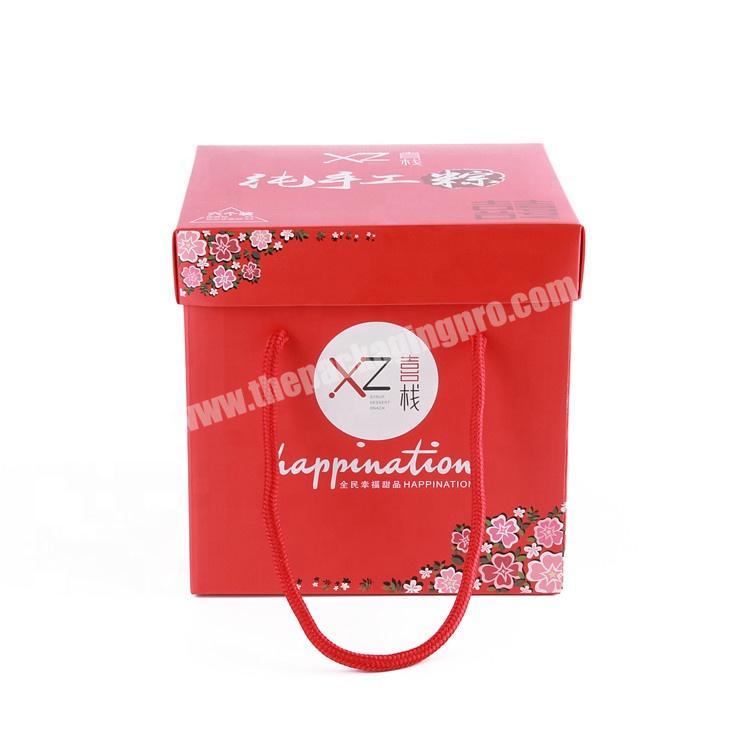 Customized Printed Logo Corrugated Paper Lid and Bottom Packaging Storage Gift Box With Handle