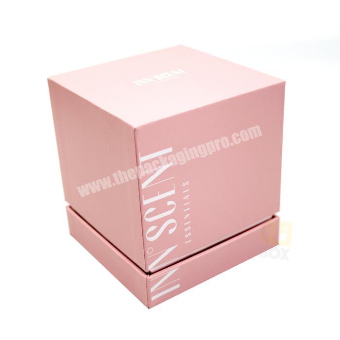 Customized Printed Pink Square  Luxury Logo Rigid Candle Jar Cardboard Gift Box Factory Wholesale