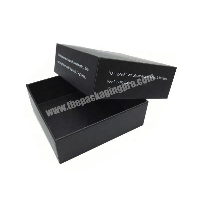 Customized printing paper package lid and bottom black cardboard box