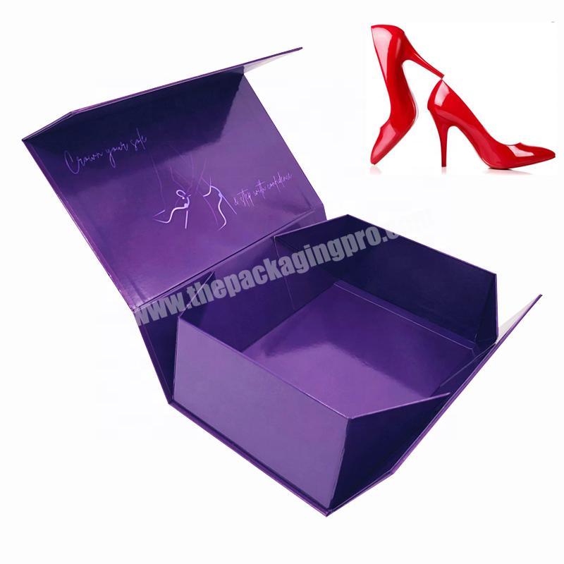Customized Printing Paperboard Shoes Packaging Storage Box  Purple Gift Box for Women's High Heel  Mailing Gift Box