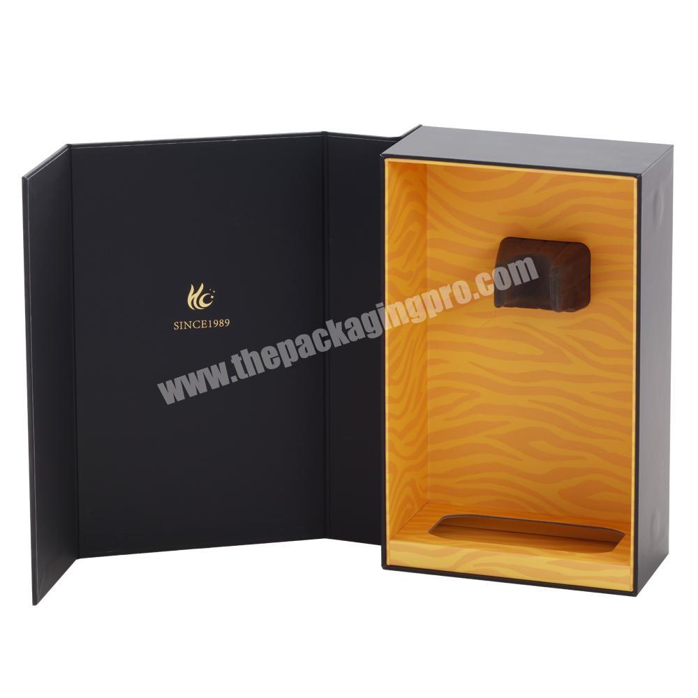 Customized Printing Vintage High Quality Lid Flipped Book Shaped Rigid Box With Blister Tray for WineWhiskyHealth Product