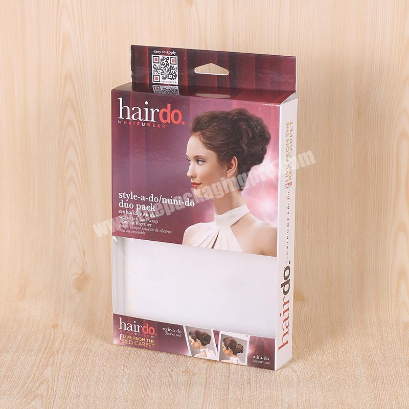 Customized pvc window paper packing boxhair extension packaging box