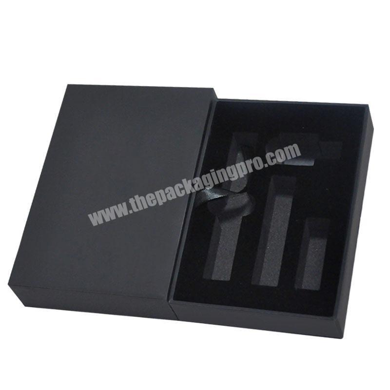 Customized Rectangle Black Gift Box Skincare Rigid Box Cardboard Display Packaging Box