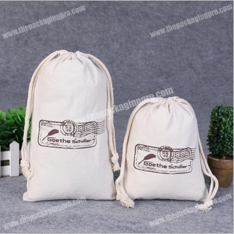 customized recyclable drawstring cotton white eco bag