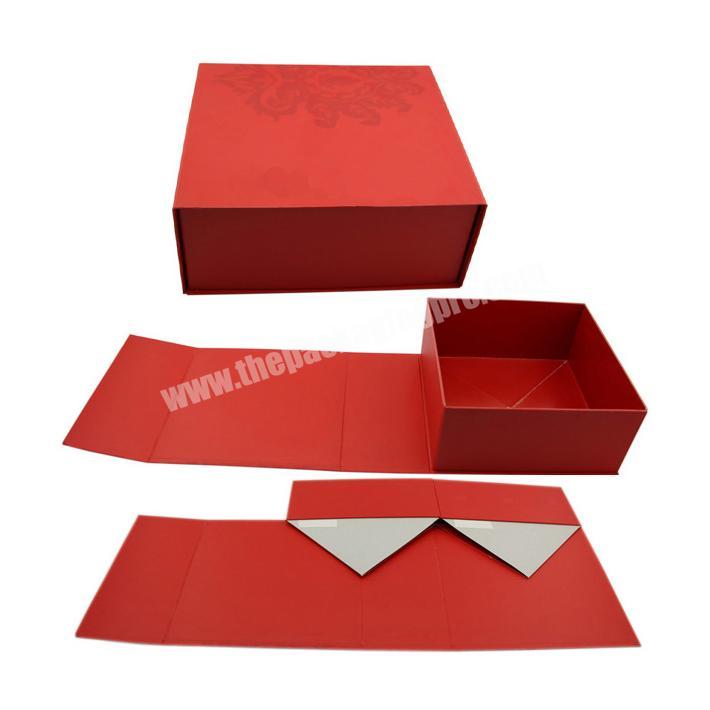 Customized red cardboard magnetic paper packing boxes